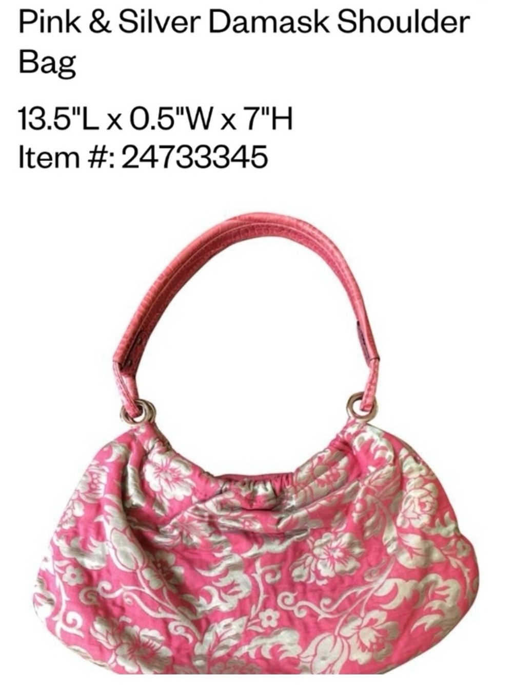 Vintage 2007 Kate Spade  Hobo Bag Pink & Silver Brocade Marina - Picture 10 of 13